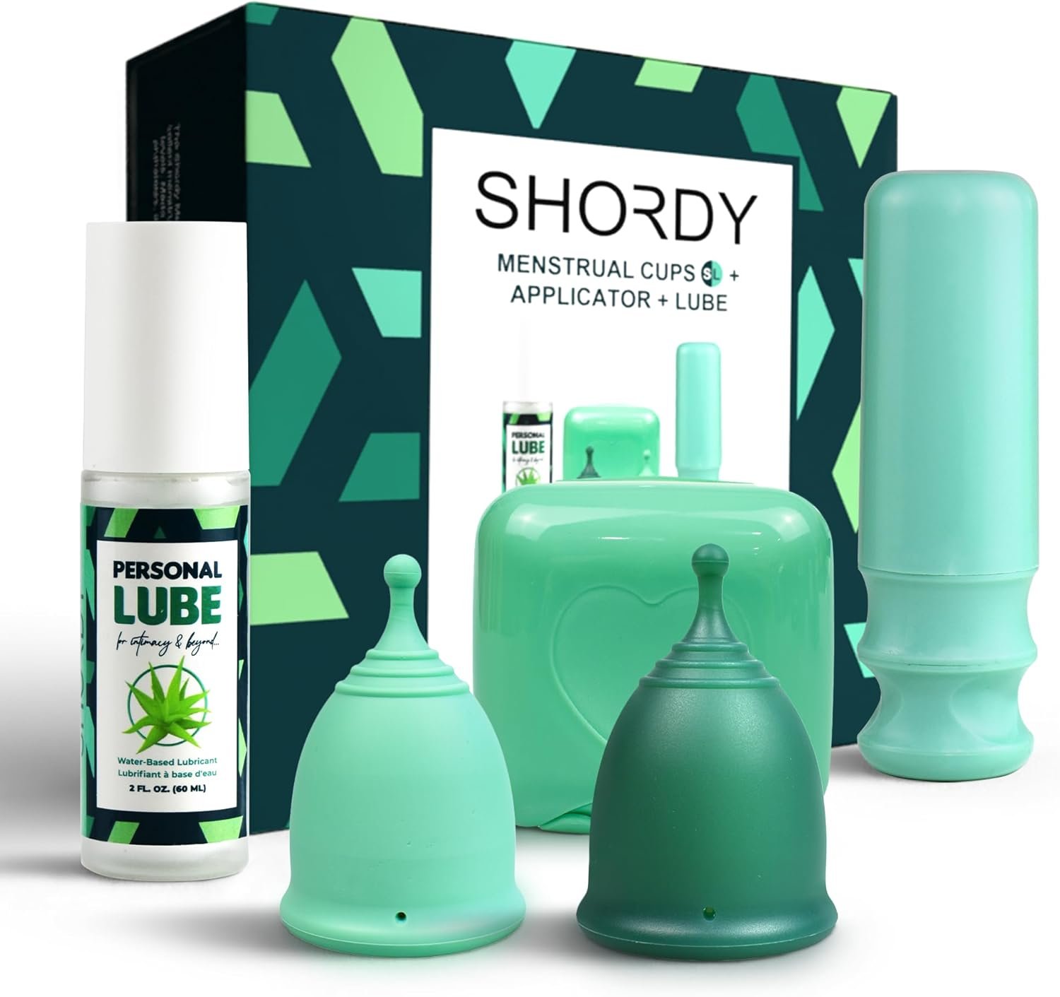 SHORDY Menstrual Cups Set with Applicator & Lube – Reusable Period Cups (Small & Large) for Beginners & Experienced Users – 12-Hour Protection, Feminine Care Kit, Alternative to Disc, Tampons & Pads