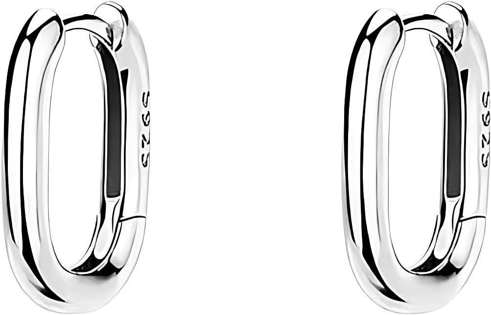 925 Sterling Silver Hoop Earrings, Hypoallergenic Small U Hoop Earrings, Minimalist Huggie Earrings for Women Teen Girls Jewelry Gifts Silver/Gold
