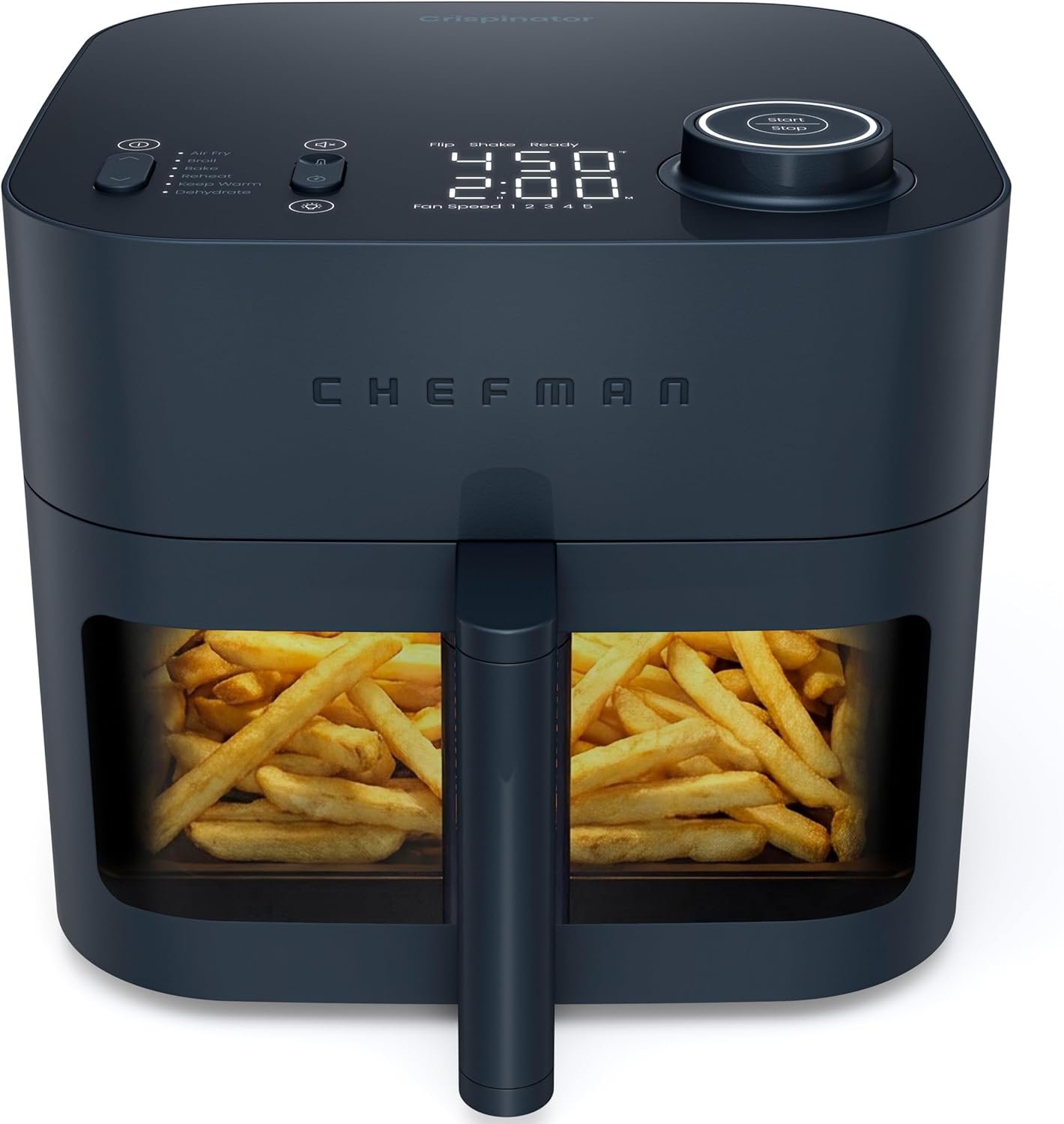 Chefman Crispinator Air Fryer 6-in-1 with 8 Qt capacity, 450°F Max Temp with TurboFry Pro Technology for Fast and Even Results, Viewing Window, Nonstick Ceramic Basket