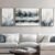 Large Framed Blue Abstract Tree Wall Art for Living Room, 3 Piece Modern Nature Gray Forest Canvas Artwork Set, Watercolor Landscape Farmhouse Art Prints for Hallway Bedroom Kitchen Home Office Decor