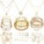 IFKM Gold Plated Jewelry Set for Women,14k Gold Plated Multi Layer Necklaces Stackable Bangle Bracelets Stackable Knuckle Rings Hoop Earrings Set Anniversary Trendy Elegance Charms Anniversary Birthday Jewelry Gift